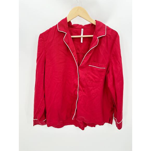 Soma Red Lenzing Lyocell Button Down Collar Pajama Set Long Sleeves Women Large - Picture 1 of 14